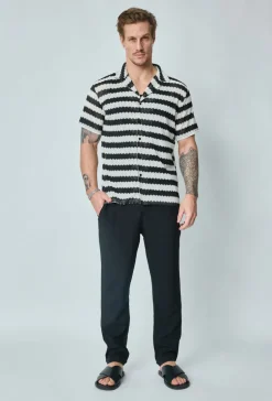 Chemise manches courtes rayée en maille