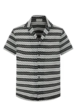 Chemise manches courtes rayée en maille