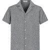 Chemise manches courtes texturée à rayures