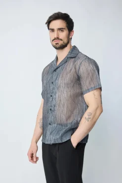 Chemise manches courtes transparente