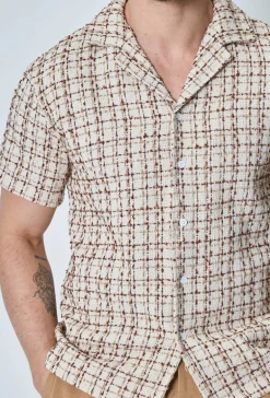 Chemise manches courtes texturée à carreaux