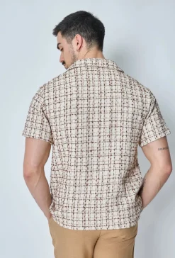 Chemise manches courtes texturée à carreaux