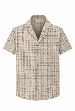 Chemise manches courtes texturée à carreaux