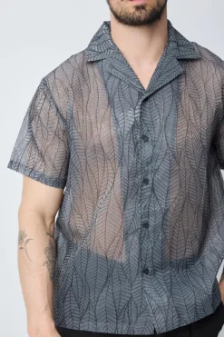 Chemise manches courtes transparente