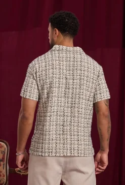 Chemise manches courtes texturée à carreaux