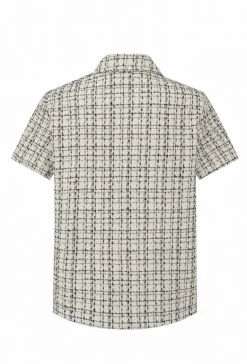 Chemise manches courtes texturée à carreaux