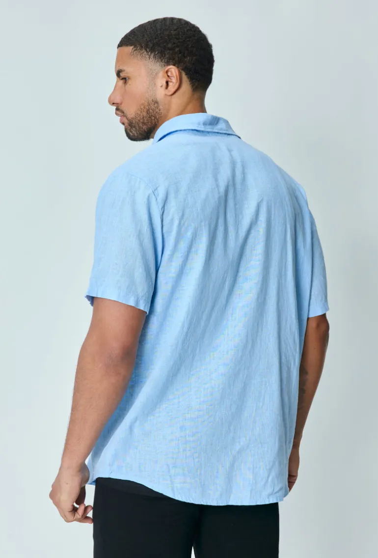 Chemise manches courtes unie en lin