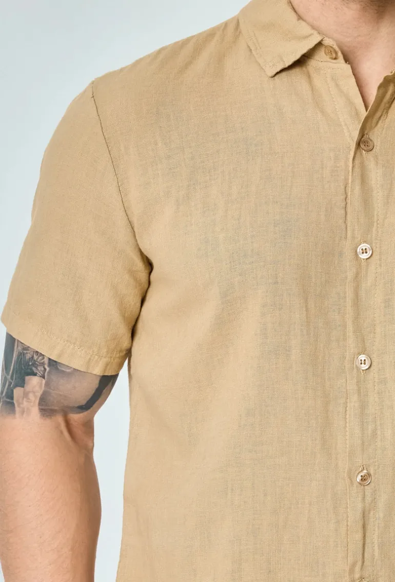 Chemise manches courtes unie en lin