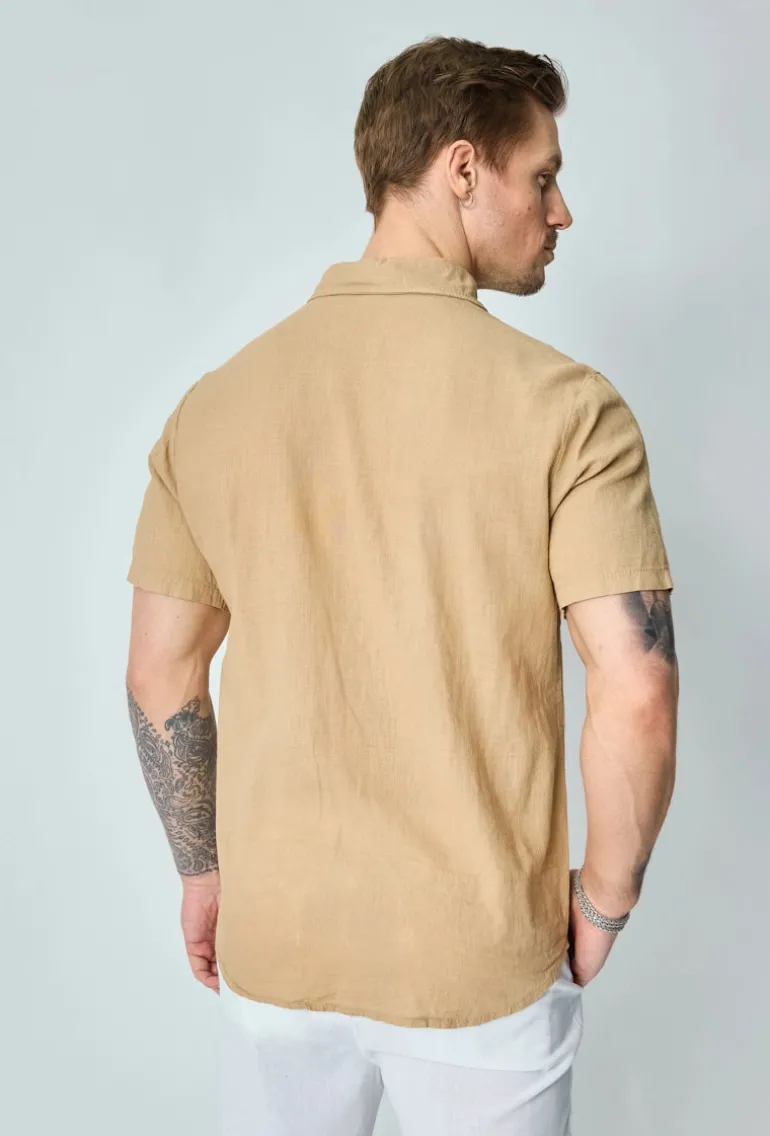 Chemise manches courtes unie en lin