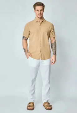 Chemise manches courtes unie en lin