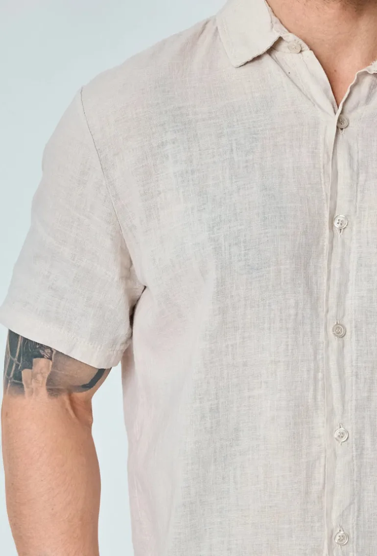 Chemise manches courtes unie en lin
