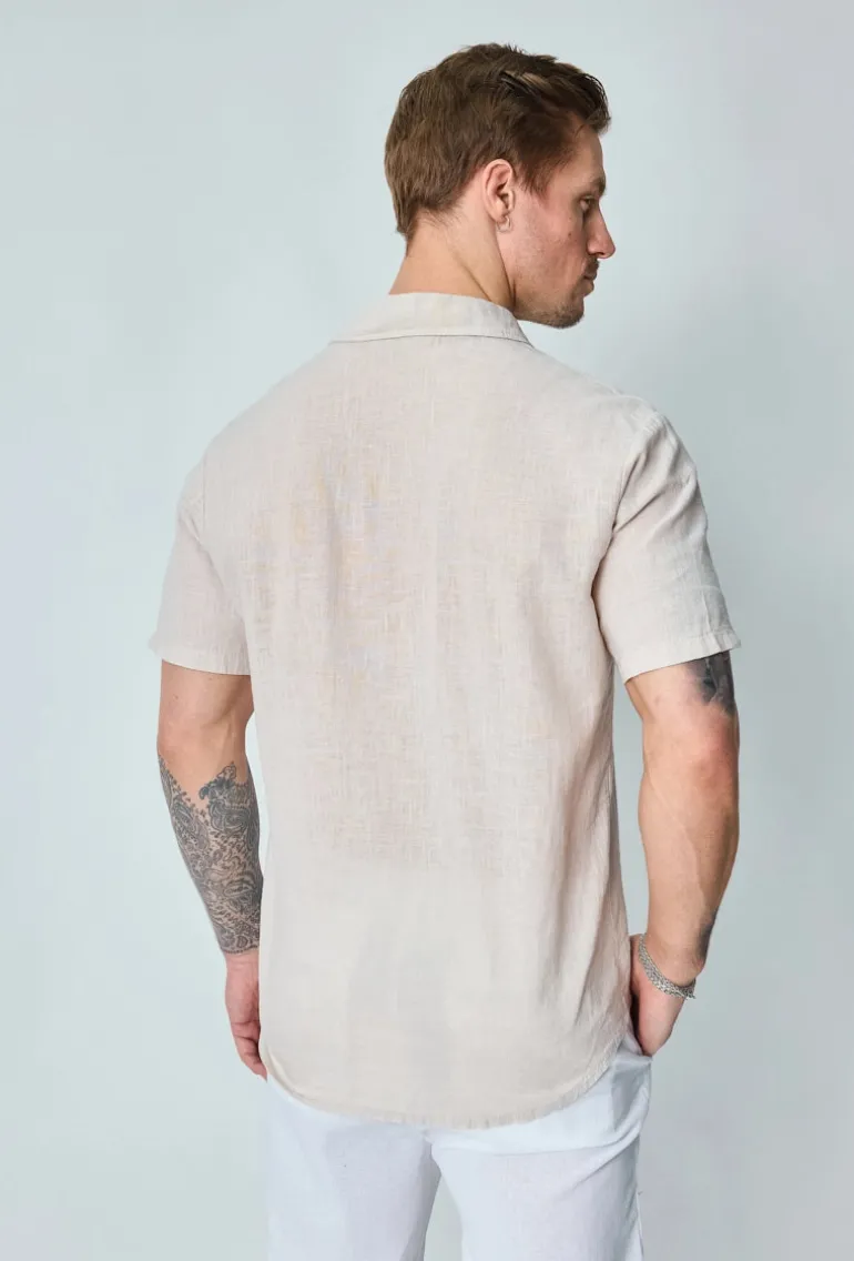 Chemise manches courtes unie en lin