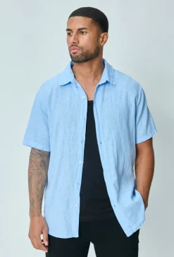 Chemise manches courtes unie en lin