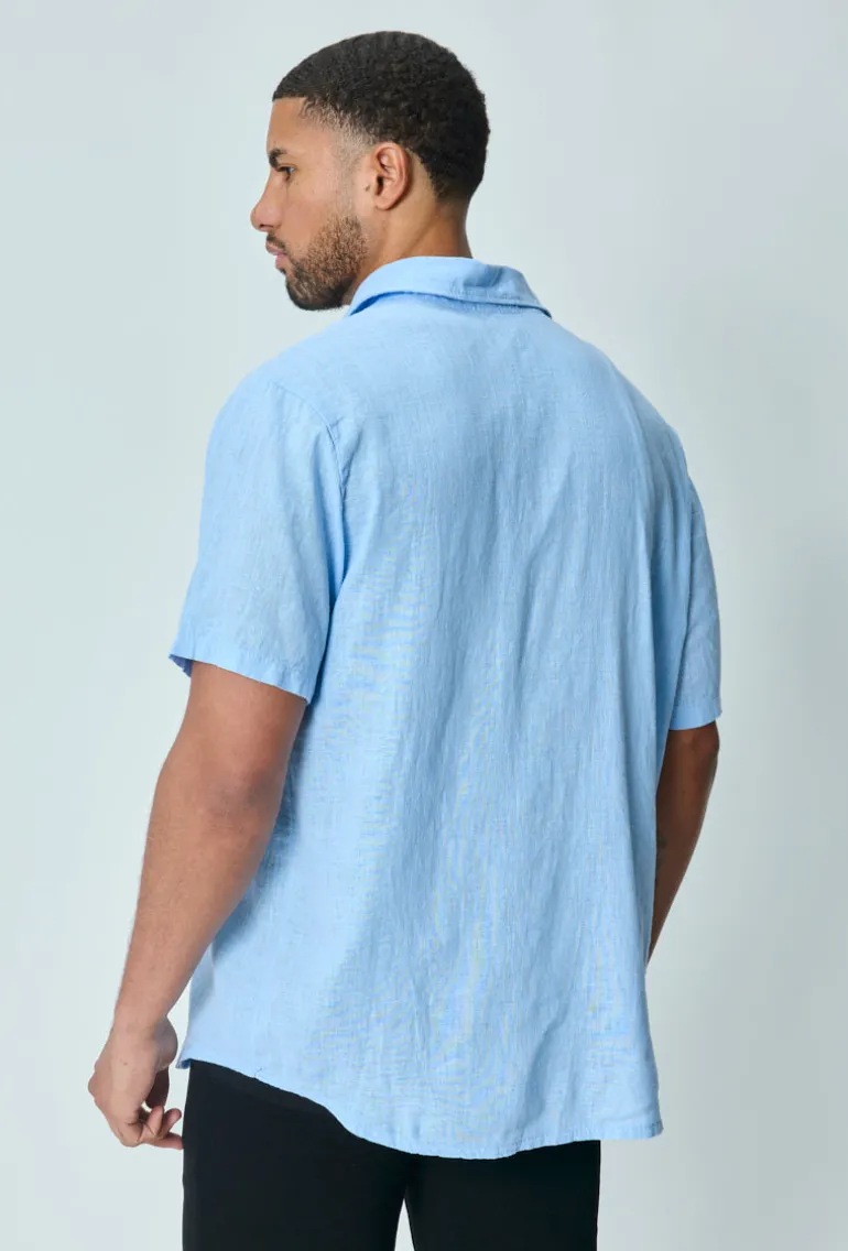 Chemise manches courtes unie en lin