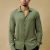 Chemise manches longues décontractée à col à revers