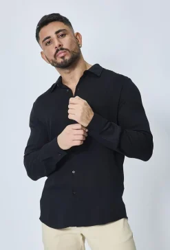 Chemise manches longues décontractée à col à revers