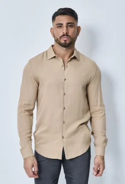 Chemise manches longues décontractée à col à revers