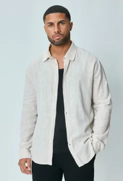 Chemise manches longues uni en lin