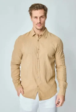 Chemise manches longues uni en lin