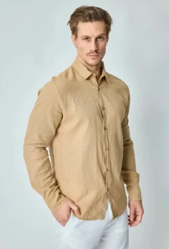 Chemise manches longues uni en lin