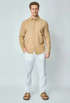 Chemise manches longues uni en lin