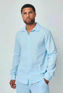 Chemise manches longues uni en lin