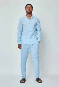 Chemise manches longues uni en lin