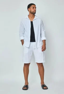 Chemise manches longues uni en lin