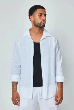 Chemise manches longues uni en lin