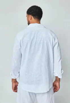 Chemise manches longues uni en lin
