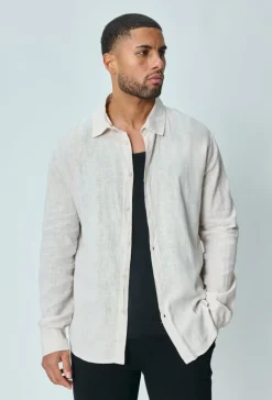 Chemise manches longues uni en lin