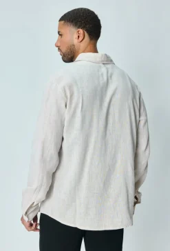 Chemise manches longues uni en lin
