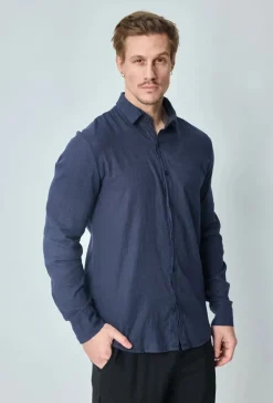 Chemise manches longues uni en lin
