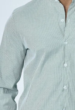 Chemise oxford à rayure col mao