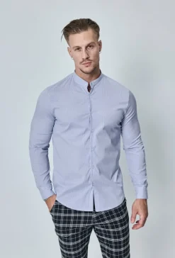 Chemise oxford à rayure col mao