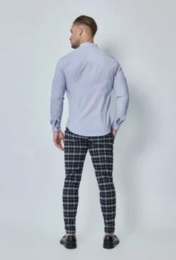 Chemise oxford à rayure col mao