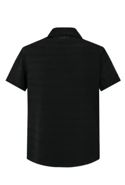 Chemise plissée manches courtes col à revers