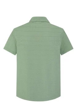 Chemise plissée manches courtes col à revers