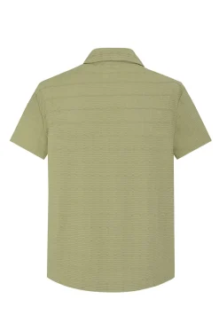 Chemise plissée manches courtes col à revers