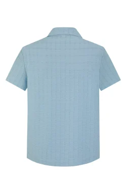 Chemise plissée manches courtes col à revers