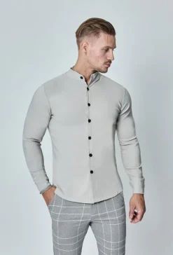 Chemise toile col mao