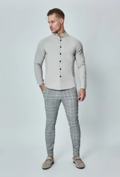 Chemise toile col mao