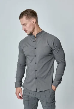 Chemise toile col mao