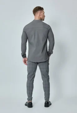 Chemise toile col mao