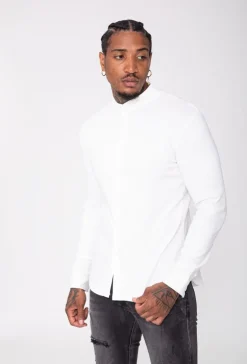 Chemise toile col mao