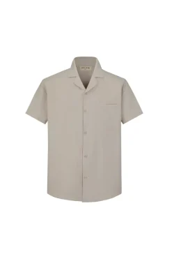 Chemise toile manches courtes unie