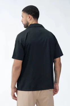 Chemise toile manches courtes unie