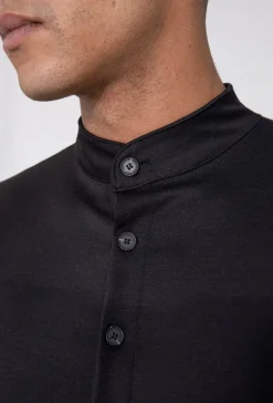 Chemise unie col mao à manches longues