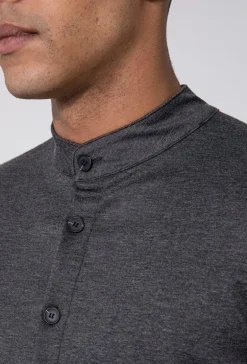 Chemise unie col mao à manches longues