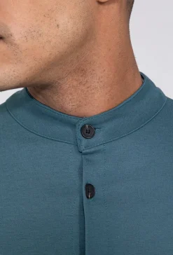 Chemise unie col mao à manches longues